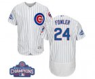 Mens Majestic Chicago Cubs #24 Dexter Fowler White 2016 World Series Champions Flexbase Authentic Collection MLB Jersey