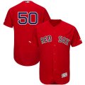 Red Sox #50 Mookie Betts Scarlet 150th Patch FlexBase Jersey