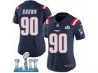 Women Nike New England Patriots #90 Malcom Brown Limited Navy Blue Rush Vapor Untouchable Super Bowl LII NFL Jersey