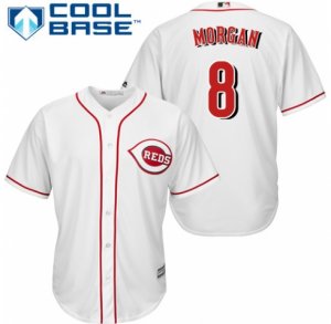 Mens Majestic Cincinnati Reds #8 Joe Morgan Authentic White Home Cool Base MLB Jersey