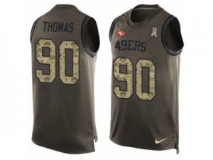 Mens Nike San Francisco 49ers #90 Solomon Thomas Limited Green Salute to Service Tank Top NFL Jersey