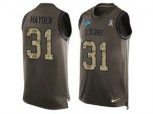 Mens Nike Detroit Lions #31 D.J. Hayden Limited Green Salute to Service Tank Top NFL Jersey