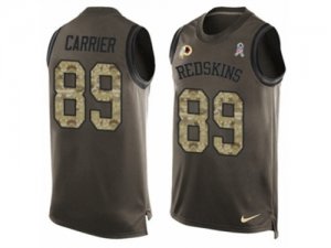 Mens Nike Washington Redskins #89 Derek Carrier Limited Green Salute to Service Tank Top NFL Jersey