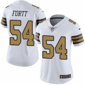 Women\'s Nike New Orleans Saints #54 Khairi Fortt Limited White Rush NFL Jersey