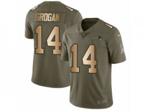 Men Nike New England Patriots #14 Steve Grogan Limited Olive Gold 2017 Salute to Service NFL Jersey