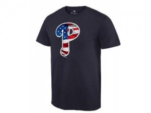 Mens Philadelphia Phillies USA Flag Fashion T-Shirt Navy Blue