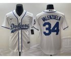 Men's Los Angeles Dodgers #34 Fernando Valenzuela White Cool Base Stitched Baseball Jersey1