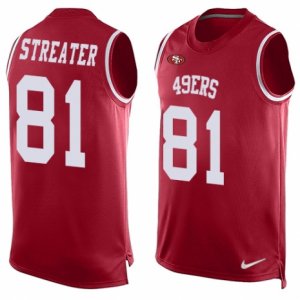 Mens Nike San Francisco 49ers #81 Rod Streater Limited Red Player Name & Number Tank Top NFL Jersey