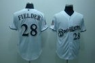 mlb milwaukee brewers #28 fielder white[40th patch]