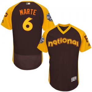 Mens Majestic Pittsburgh Pirates #6 Starling Marte Brown 2016 All-Star National League BP Authentic Collection Flex Base MLB Jersey