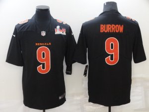 Nike Bengals #9 Joe Burrow Black 2022 Super Bowl LVI Vapor Limited Jersey