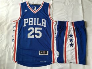 76ers #25 Ben Simmons Blue Swingman Jersey(With Shorts)