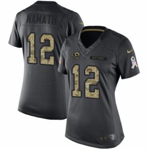 Women\'s Nike Los Angeles Rams #12 Joe Namath Limited Black 2016 Salute to Service NFL Jersey