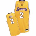 Mens Adidas Los Angeles Lakers #2 Luol Deng Swingman Gold Home NBA Jersey