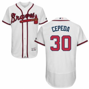 Men\'s Majestic Atlanta Braves #30 Orlando Cepeda White Flexbase Authentic Collection MLB Jersey