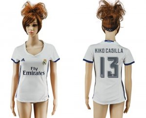 Womens Real Madrid #13 Kiko Casilla Home Soccer Club Jersey