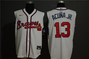 Braves #13 Ronald Acuna Jr. White Nike Cool Base Sleeveless Jersey