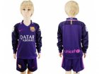 Barcelona Blank Away Long Sleeves Kid Soccer Club Jersey