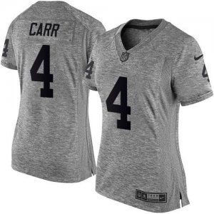 Women Nike Oakland Raiders #4 Derek Carr Gray Stitched NFL Limited Gridiron Gray Jersey