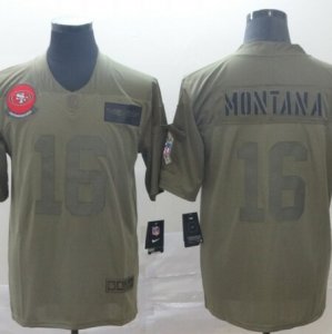 Nike 49ers #16 Joe Montana 2019 Olive Salute To Service Limited Jersey