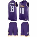 Mens Nike Minnesota Vikings #18 Jeff Locke Limited Purple Tank Top Suit NFL Jersey