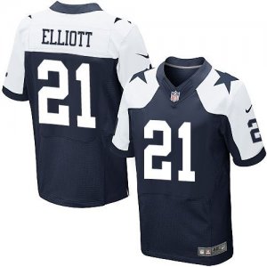 Nike Dallas Cowboys #21 Ezekiel Elliott Navy Blue Thanksgiving Men Stitched NFL Throwback Elite Jersey