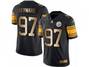 Mens Nike Steelers #97 Cameron Heyward Black Stitched NFL Limited Gold Rush Jersey