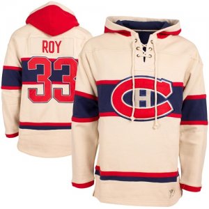 Canadien #33 Patrick Roy Cream All Stitched Hooded Sweatshirt