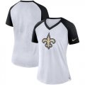 New Orleans Saints Nike Womens Top V Neck T-Shirt White Black