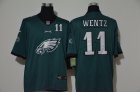 Nike Eagles #11 Carson Wentz Green Team Big Logo Number Vapor Untouchable Limited