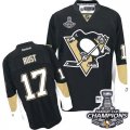 Mens Reebok Pittsburgh Penguins #17 Bryan Rust Premier Black Home 2016 Stanley Cup Champions NHL Jersey