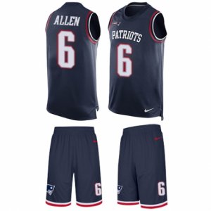 Mens Nike New England Patriots #6 Ryan Allen Limited Navy Blue Tank Top Suit NFL Jersey