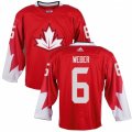 Men Adidas Team Canada #6 Shea Weber Red 2016 World Cup Ice Hockey Jersey