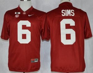 NCAA Alabama Crimson Tide #6 Blake Sims Red 2016 College Football Playoff National Championship Jersey