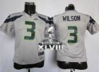 Nike Seattle Seahawks #3 Russell Wilson Grey Alternate Super Bowl XLVIII Youth NFL Elite Jersey