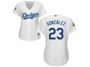 Women Majestic Los Angeles Dodgers #23 Adrian Gonzalez Replica White Home 2017 World Series Bound Cool Base MLB Jersey