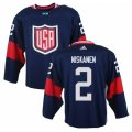 Men Adidas Team USA #2 Matt Niskanen Navy Blue Away 2016 World Cup Ice Hockey Jersey