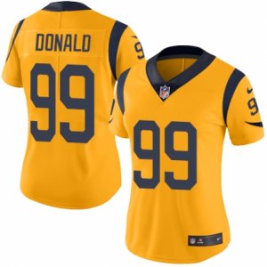 Women\'s Nike Los Angeles Rams #99 Aaron Donald Limited Gold Rush NFL Jersey