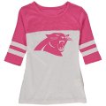 Carolina Panthers 5th & Ocean By New Era Girls Youth Jersey 34 Sleeve T-Shirt White Pink