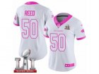 Womens Nike Atlanta Falcons #50 Brooks Reed Limited White Pink Rush Fashion Super Bowl LI 51 NFL Jersey