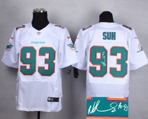 Nike Miami Dolphins #93 Ndamukong Suh white jersey(Elite)(Signature)