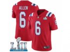 Men Nike New England Patriots #6 Ryan Allen Red Alternate Vapor Untouchable Limited Player Super Bowl LII NFL Jersey