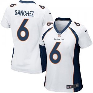 Women Nike Denver Broncos #6 Mark Sanchez White Stitched NFL New Elite Jersey