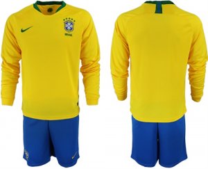2018-19 Brazil Home Long Sleeve Soccer Jersey