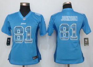 Women Nike Carolina Panthers #81 Johnson Blue Strobe Jerseys