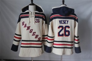 Mens New York Rangers #26 Joe Kocur Cream Sawyer Hooded Sweatshirt Stitched NHL Jersey