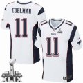 Mens Nike New England Patriots #11 Julian Edelman Elite White Super Bowl XLIX NFL Jersey