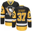 Mens Reebok Pittsburgh Penguins #37 Jeff Zatkoff Authentic Black Gold Third NHL Jersey