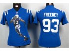 Nike Womens Indianapolis Colts #93 Freeney Blue Portrait Fashion Game Jerseys