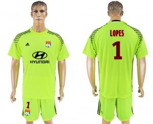 2017-18 Lyon 1 LOPES Fluorescent Green Goalkeeper Soccer Jersey